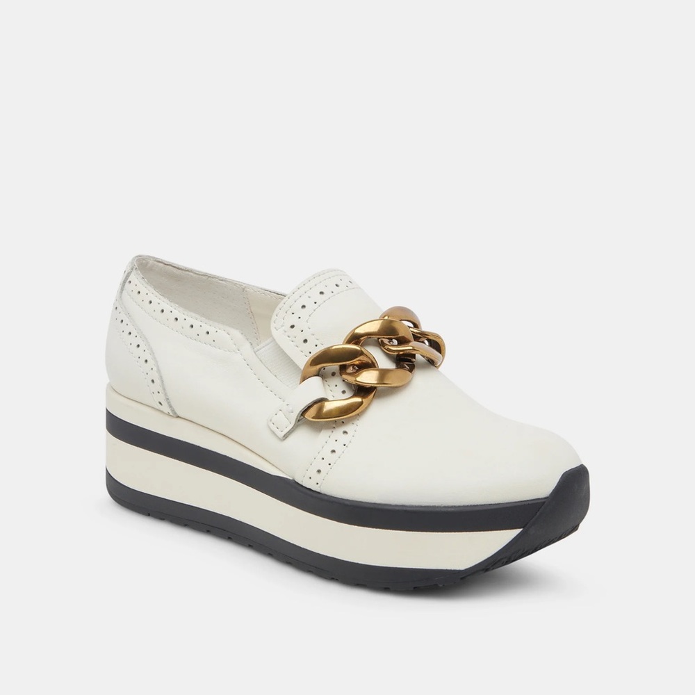 Dolce Vita Cream Platform Sneakers with Gold Accent